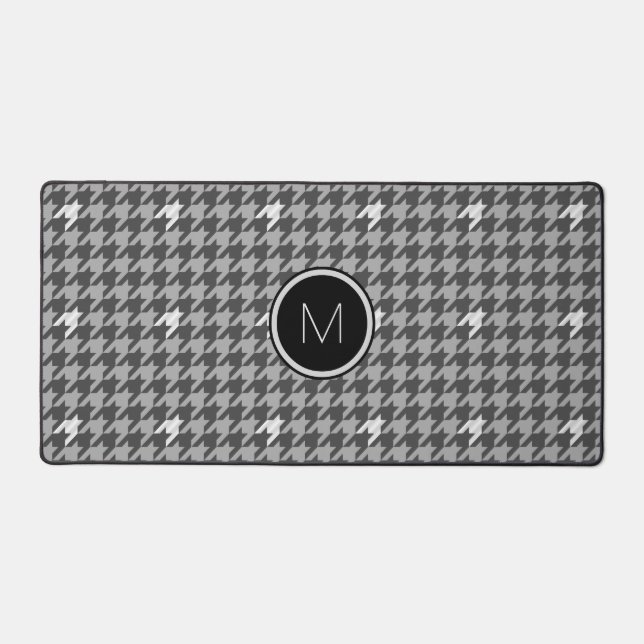 Gray with Silver Accents Houndstooth Desk Mat (Front)