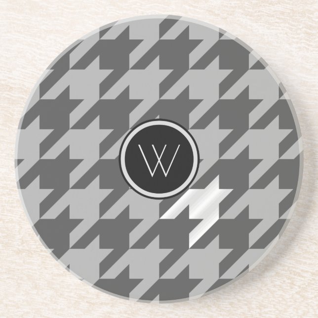 Gray with Silver Houndstooth Sandstone Coaster (Front)