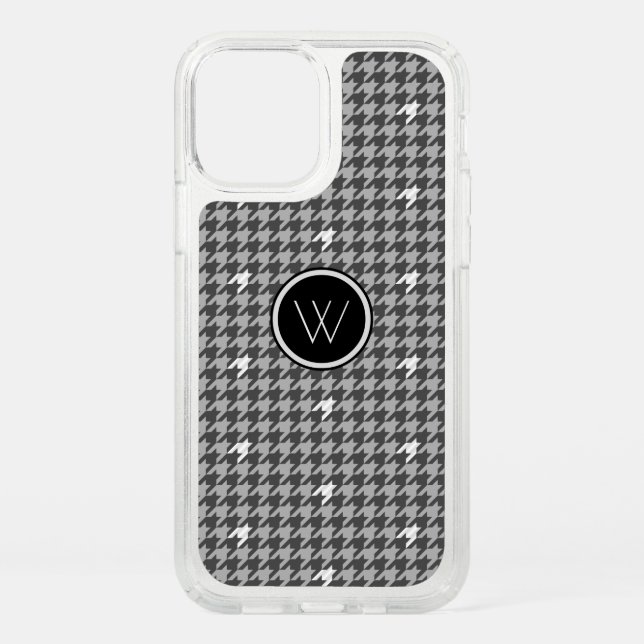 Gray with Silver Houndstooth Speck Phone Case (Front)