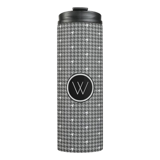 Gray with Silver Houndstooth Thermal Tumbler (Front)