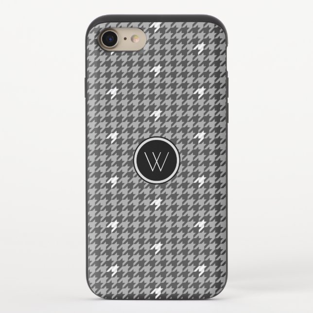 Gray with Silver Houndstooth Uncommon Phone Case (Back)