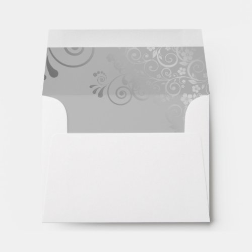 Gray with Silver Lace Inside White Wedding RSVP Envelope