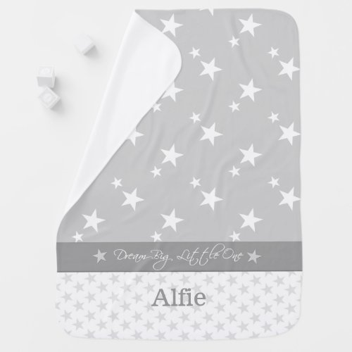 Gray with stars and a name stroller blanket