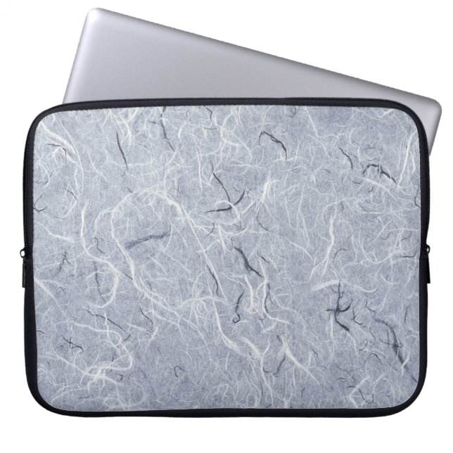 Gray with white and black  pattern laptop sleeve (Front)