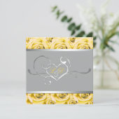 Gray with Yellow Roses Monogrammed Invitation (Standing Front)