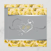 Gray with Yellow Roses Monogrammed Invitation (Front/Back)
