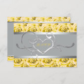 Gray with Yellow Roses Paper Reply Card (Front/Back)