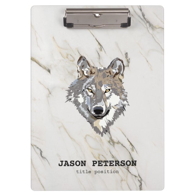 Gray Wolf And Marble Stone Texture Clipboard (Front)