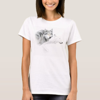 gray wolf and white wolf T-Shirt