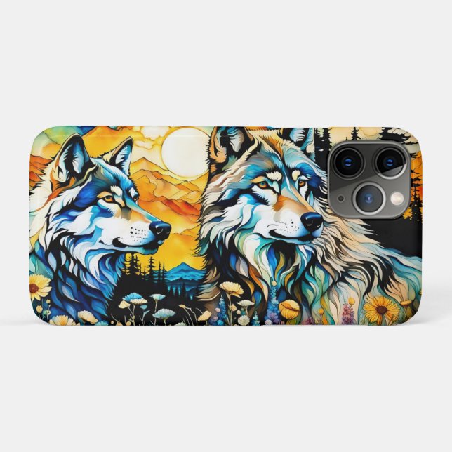 Gray wolf and Wildflowers Case-Mate iPhone Case (Back (Horizontal))