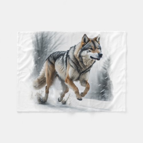Gray Wolf Animal Art Fleece Blanket
