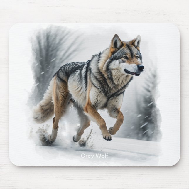 Gray Wolf Animal Art Mouse Pad (Front)