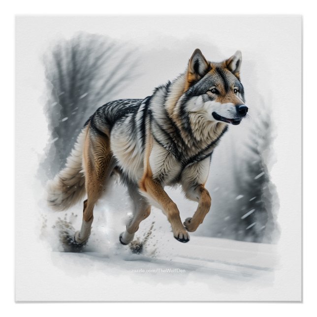 Gray Wolf Animal Art Poster (Front)