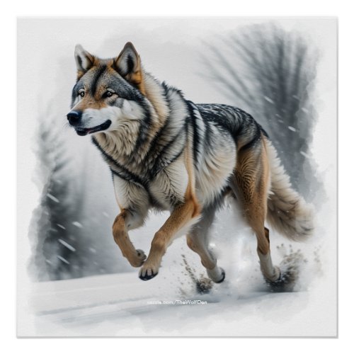 Gray Wolf Animal Art Poster