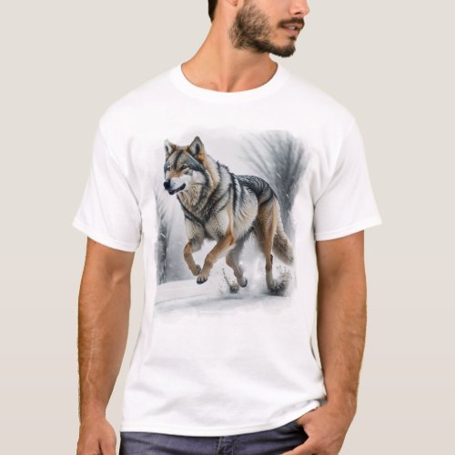 Gray Wolf Animal Art T_Shirt