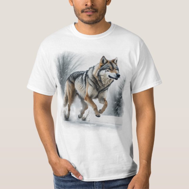 Gray Wolf Animal Art T-Shirt (Front)
