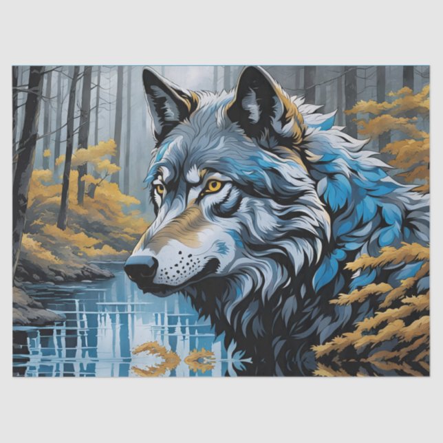 Gray Wolf at The Stream Tissue Paper (Front)