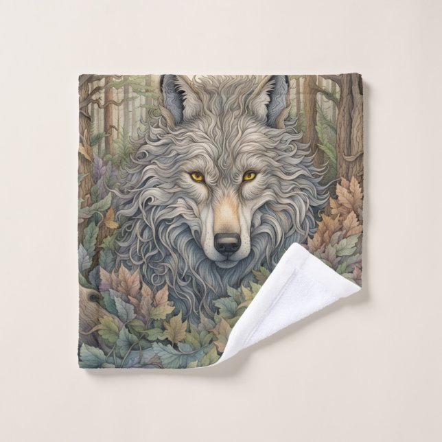 Gray Wolf  Bath Towel Set (Wash Cloth)