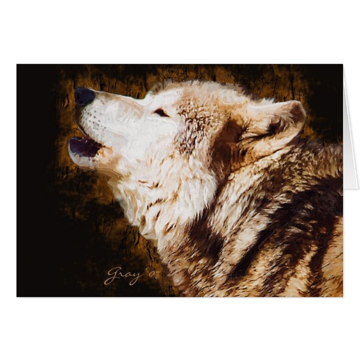 Gray Wolf Baying Greeting Cards