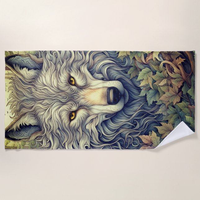 Gray Wolf  Beach Towel (Front)