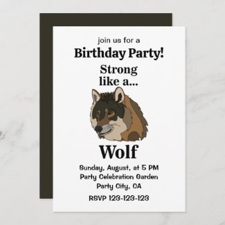 Gray Wolf Birthday Party Invitation