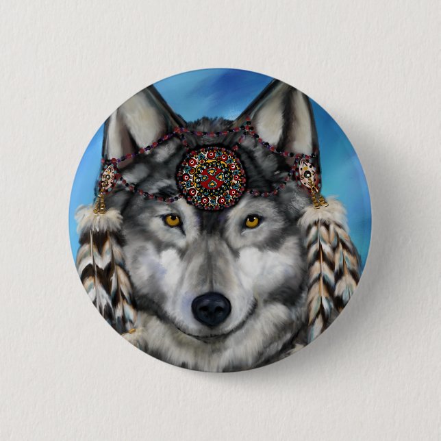 Gray Wolf Button (Front)