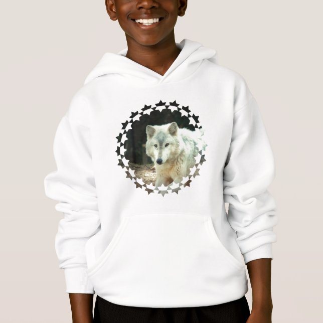 Gray Wolf Children's Hooded Sweatshirt (Front)