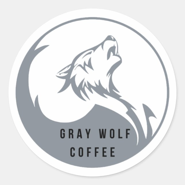 Gray Wolf Coffee Large Sticker (Front)