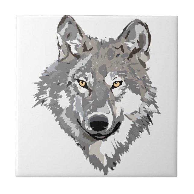 Gray Wolf Design Ceramic Tile (Front)
