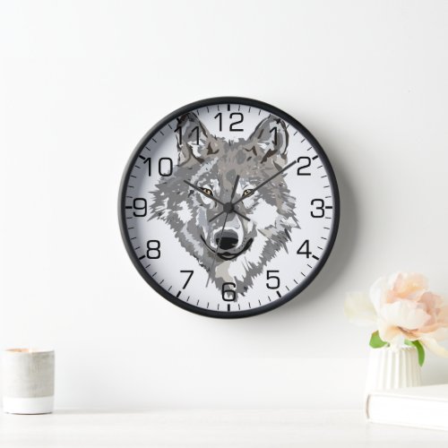 Gray Wolf Design Clock