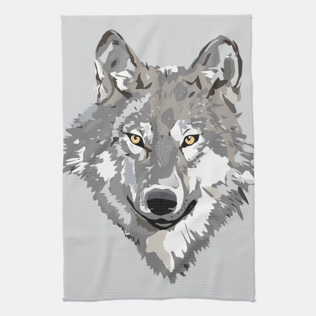Gray Wolf Design Towel (Vertical)