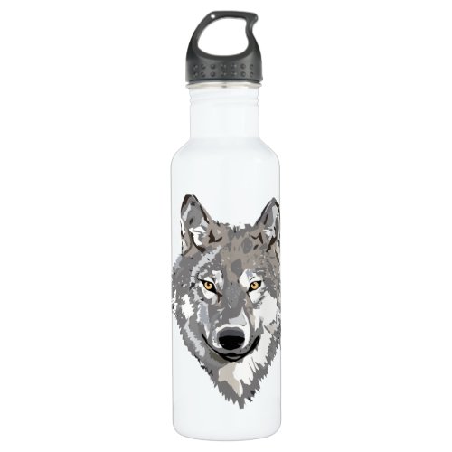 Gray Wolf Design Water Bottle