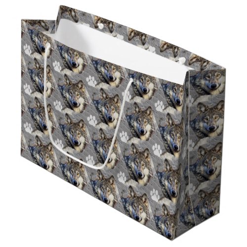 Gray Wolf Dignity Large Gift Bag