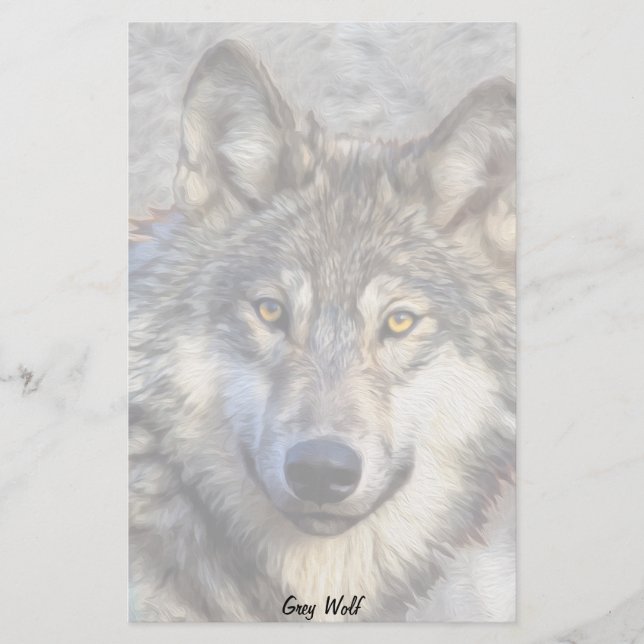 Gray Wolf Dignity Stationery (Front)