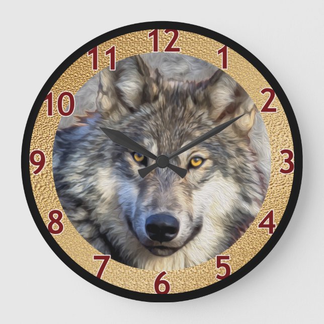 Gray Wolf Dignity v2 Large Clock (Front)
