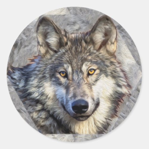 Gray Wolf Dignity v4 Classic Round Sticker