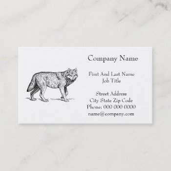 Gray Wolf Elegant Ink Drawing Business Card by CorgisandThings at Zazzle