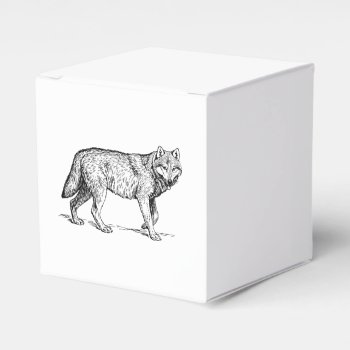 Gray Wolf Elegant Ink Drawing Favor Boxes by CorgisandThings at Zazzle