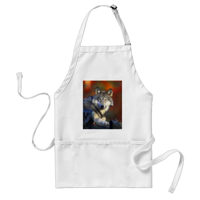 Gray Wolf, Endangered Species Digital Photography Adult Apron (Front)