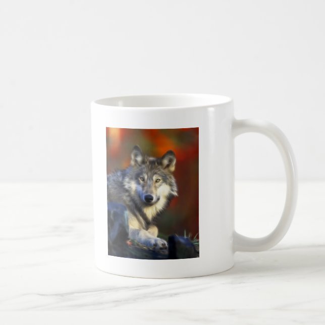 Gray Wolf, Endangered Species Digital Photography Coffee Mug (Right)