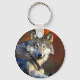 Gray Wolf, Endangered Species Digital Photography Keychain