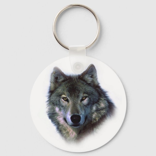 Gray Wolf Eyes Keychain (Front)