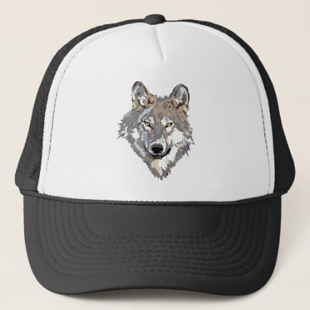 Gray Wolf Face Trucker Hat
