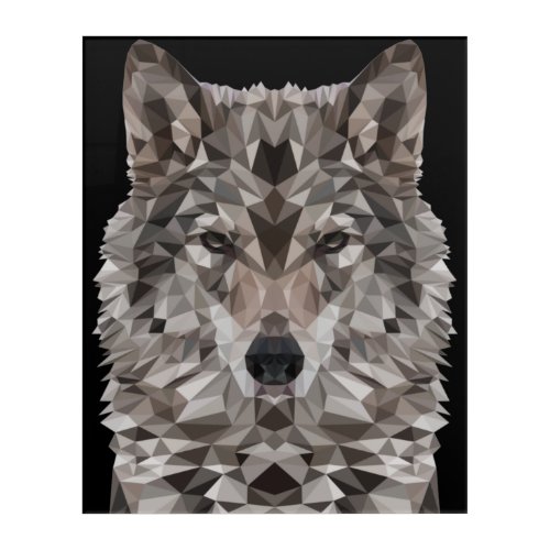 Gray Wolf Geometric Portrait Acrylic Print