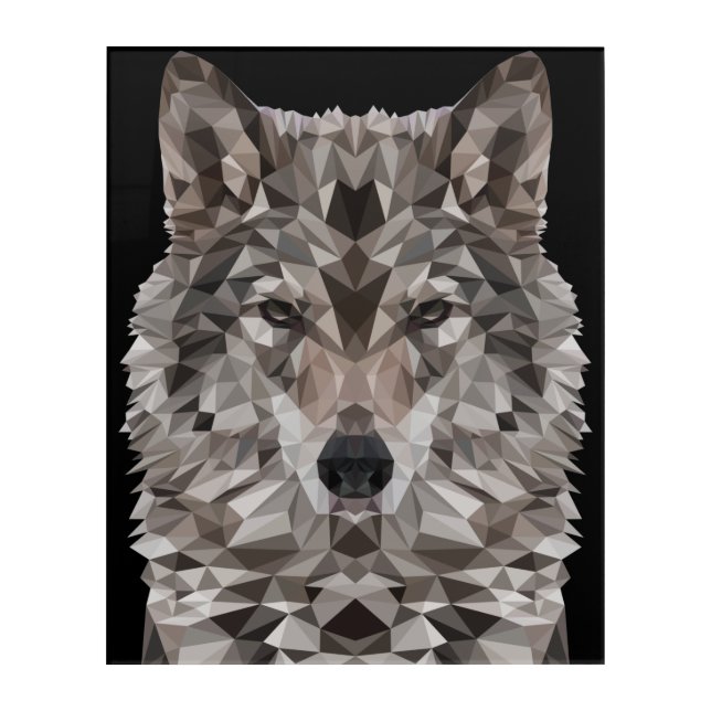 Gray Wolf Geometric Portrait Acrylic Print (Front)