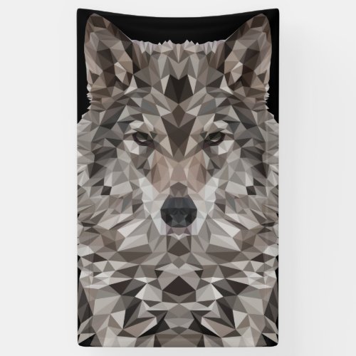 Gray Wolf Geometric Portrait Banner