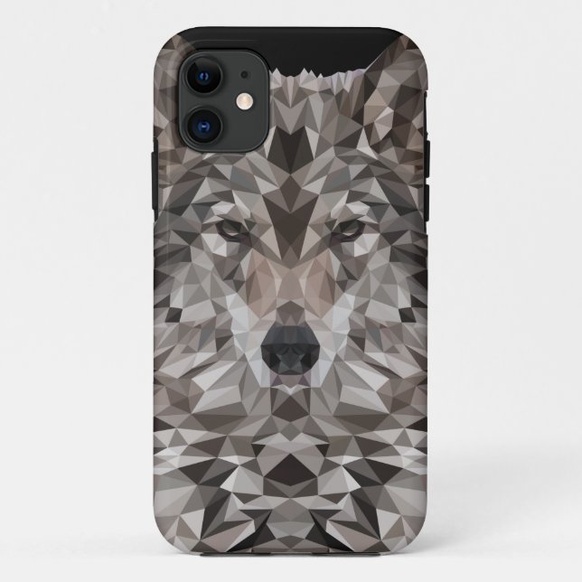 Gray Wolf Geometric Portrait Case-Mate iPhone Case (Back)