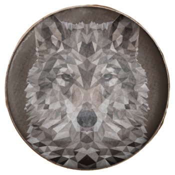 Gray Wolf Geometric Portrait Chocolate Covered Oreo by CandiCreations at Zazzle