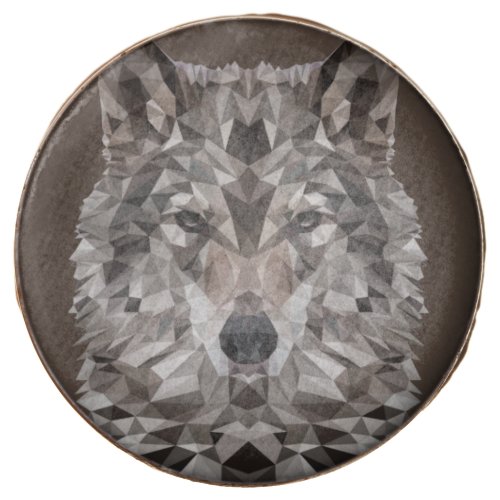 Gray Wolf Geometric Portrait Chocolate Covered Oreo