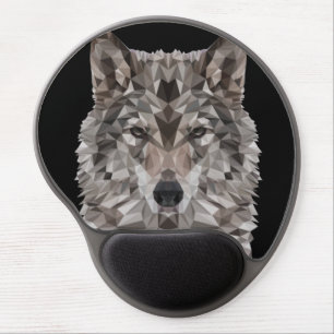 Gray Wolf Geometric Portrait Gel Mouse Pad
